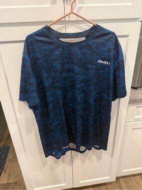 AND1 Men's Blue Heather Athletic Short Sleeve Tee